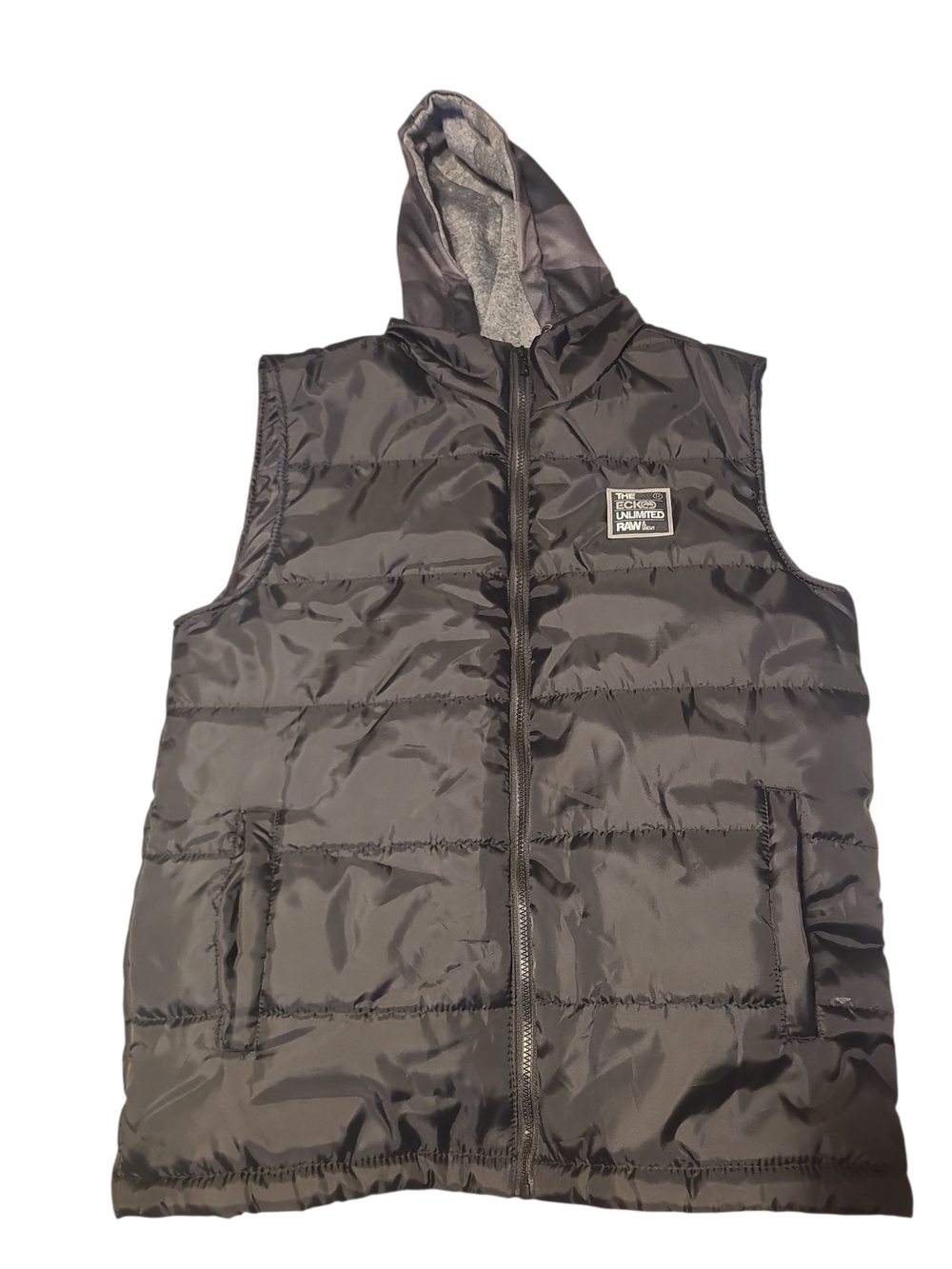 Ecko Unlimited Black Quilted Puffer Vest with Hood